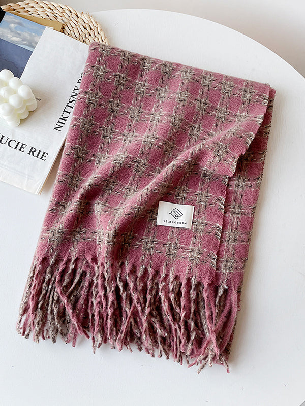 Plaid Tasseled Shawl&Scarf