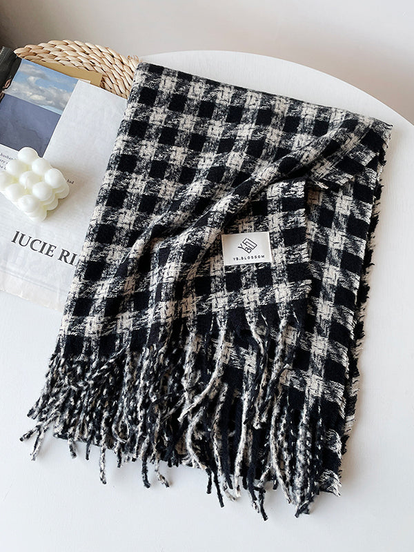 Plaid Tasseled Shawl&Scarf