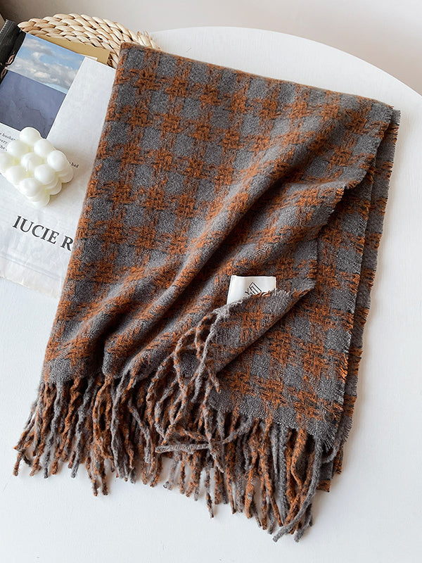 Plaid Tasseled Shawl&Scarf