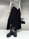 High Waisted Irregularity Asymmetric Drawstring Elasticity See-Through Solid Color Split-Joint Skirts