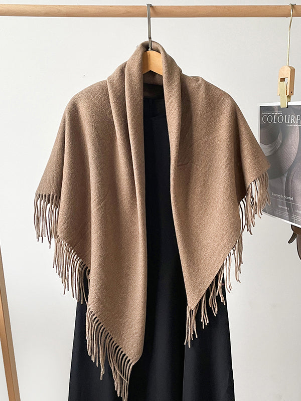 Solid Color Tasseled Shawl&Scarf