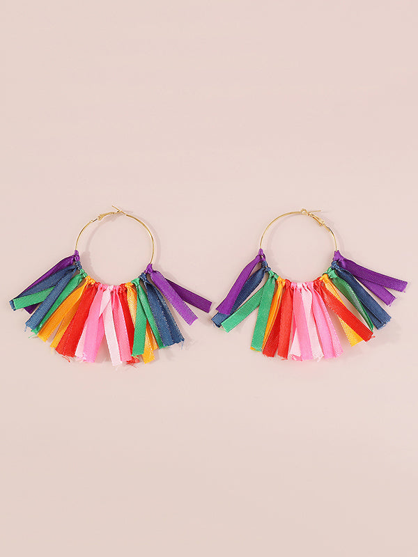 Contrast Color Drop Earrings