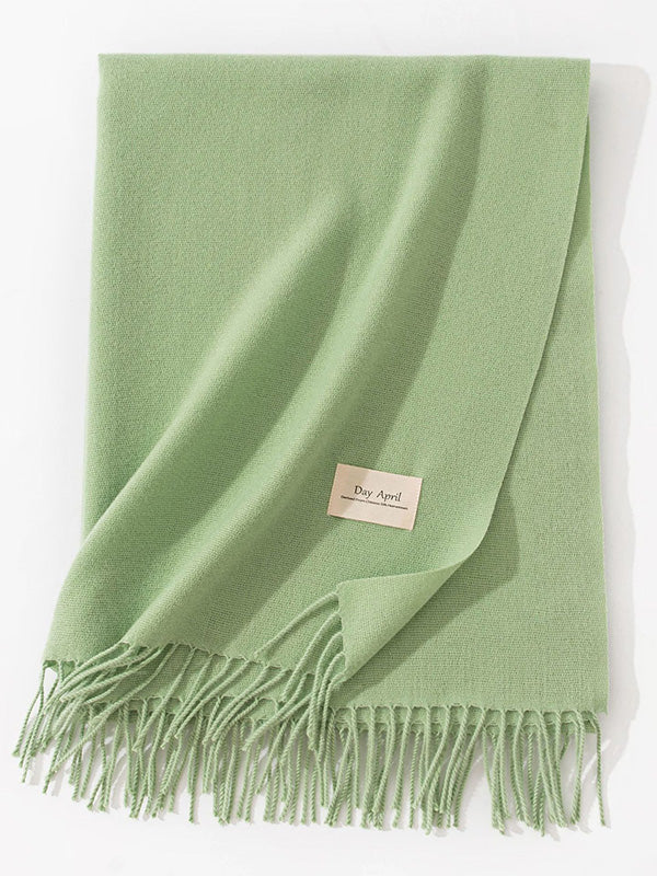 Keep Warm Solid Color Tasseled Shawl&Scarf