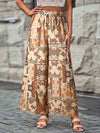 High Waisted Loose Drawstring Flower Print Pleated Pants Trousers