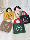 Smiley Face Pattern Woven Handbag