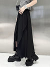 High Waisted Irregularity Asymmetric Drawstring Elasticity See-Through Solid Color Split-Joint Skirts