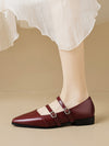 Belt Buckle Pointed-Toe Split-Joint Flat Shoes Mary Janes