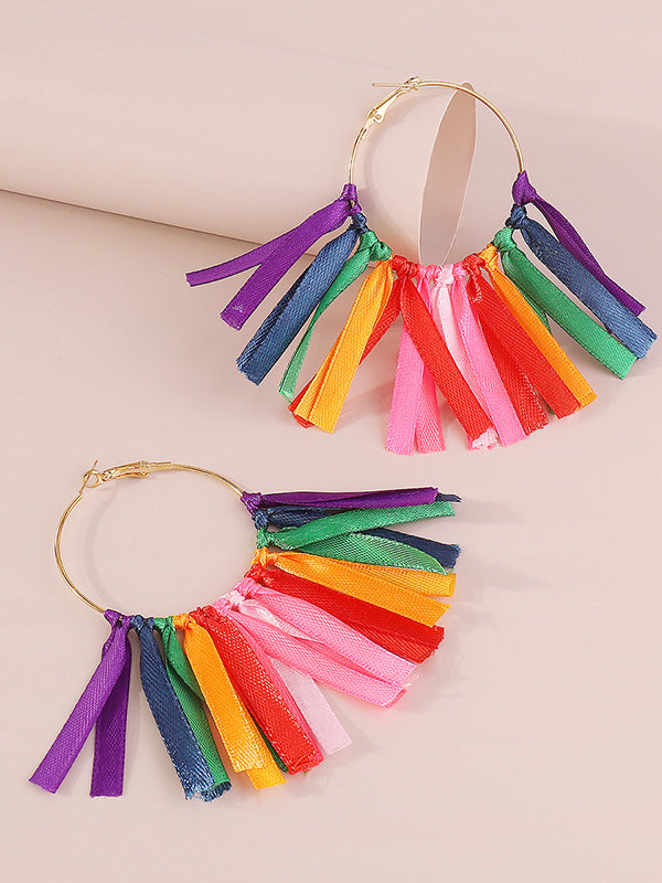 Contrast Color Drop Earrings