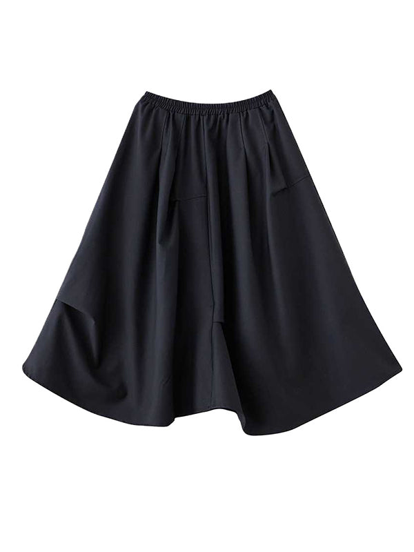 A-Line High Waisted Elasticity Pleated Solid Color Skirts Bottoms