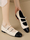 Belt Buckle Round-Toe Split-Joint Flat Shoes Mary Janes