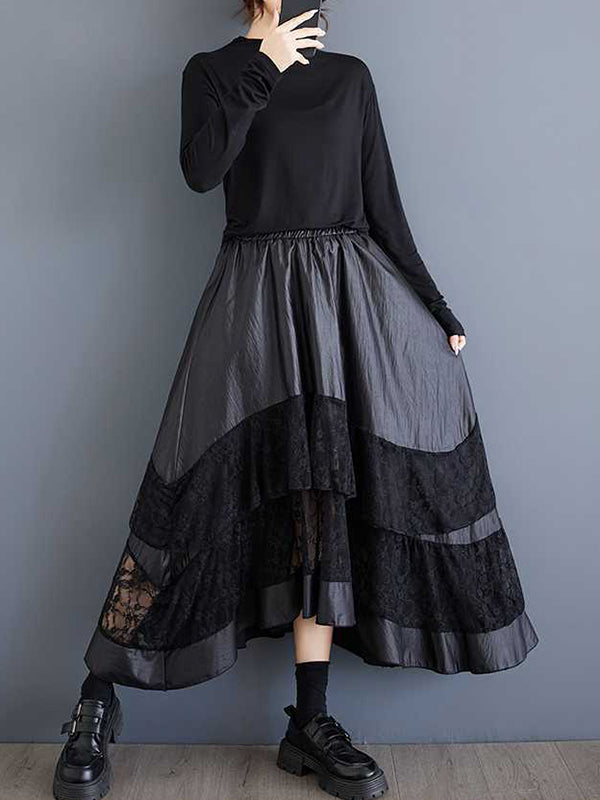 A-Line Loose Elasticity Layered Split-Joint Skirts Bottoms