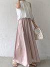 High Waisted Loose Elasticity Pleated Solid Color Culotte Pants