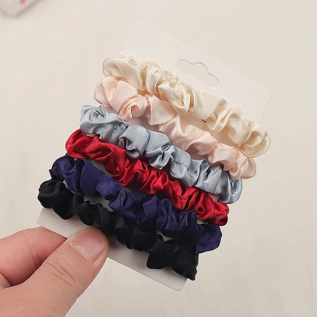 6pcs/card Women Girls Simple Fabric Elastic Hair Bands Tie Gum Scrunchie Ponytail Holder Rubber Bands Fashion Hair Accessories