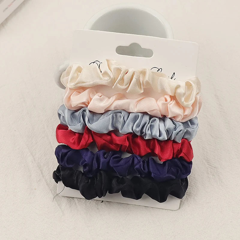 6pcs/card Women Girls Simple Fabric Elastic Hair Bands Tie Gum Scrunchie Ponytail Holder Rubber Bands Fashion Hair Accessories