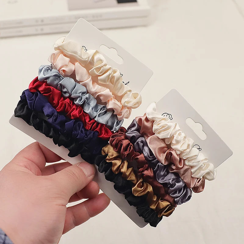 6pcs/card Women Girls Simple Fabric Elastic Hair Bands Tie Gum Scrunchie Ponytail Holder Rubber Bands Fashion Hair Accessories