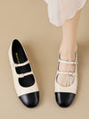 Belt Buckle Round-Toe Split-Joint Flat Shoes Mary Janes