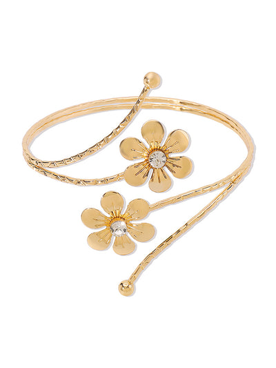 Flower Shape Geometric Rhine Stones Armlet Accessories