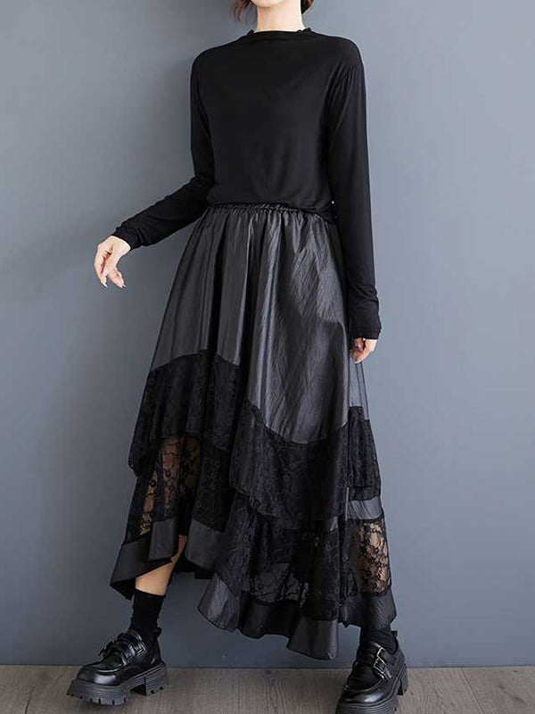 A-Line Loose Elasticity Layered Split-Joint Skirts Bottoms