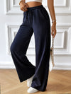 Loose Straight Leg Drawstring Elasticity Solid Color Pants Trousers