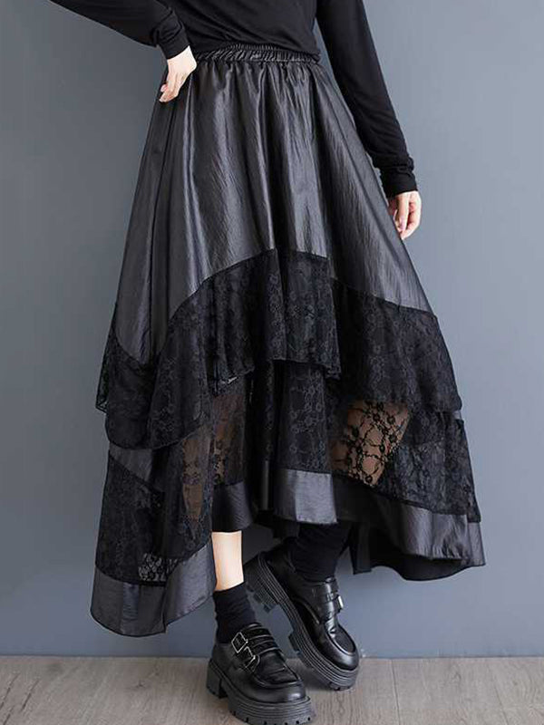 A-Line Loose Elasticity Layered Split-Joint Skirts Bottoms