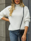 Long Sleeves Loose Solid Color High-Neck Knitwear Pullovers Sweater Tops