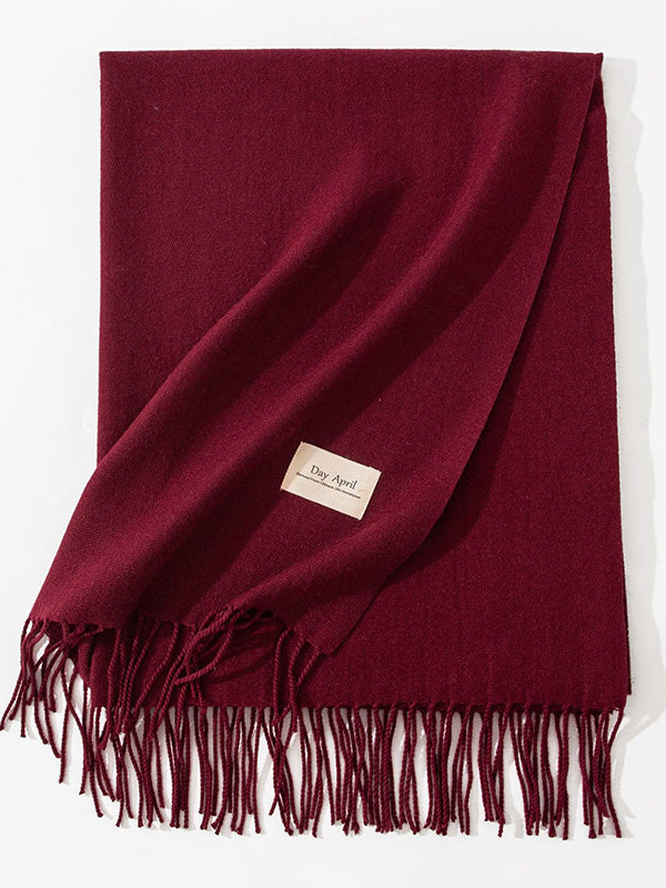 Keep Warm Solid Color Tasseled Shawl&Scarf