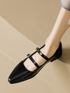 Belt Buckle Pointed-Toe Split-Joint Flat Shoes Mary Janes