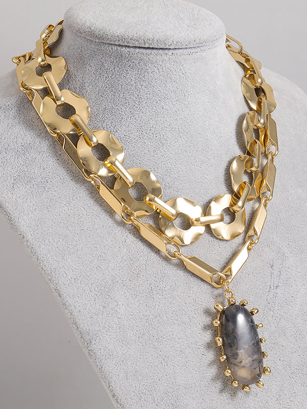 Chains Geometric Layered Necklaces Accessories