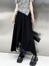 High Waisted Irregularity Asymmetric Drawstring Elasticity See-Through Solid Color Split-Joint Skirts