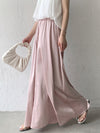 High Waisted Loose Elasticity Pleated Solid Color Culotte Pants