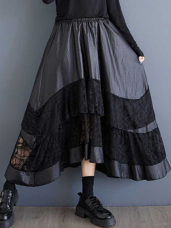 A-Line Loose Elasticity Layered Split-Joint Skirts Bottoms