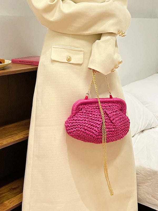 Chains Solid Color Crossbody Bags Satchels