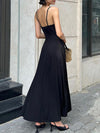 A-Line Skinny Solid Color Split-Joint Spaghetti-Neck Maxi Dresses