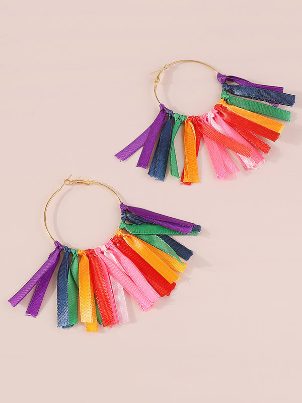 Contrast Color Drop Earrings