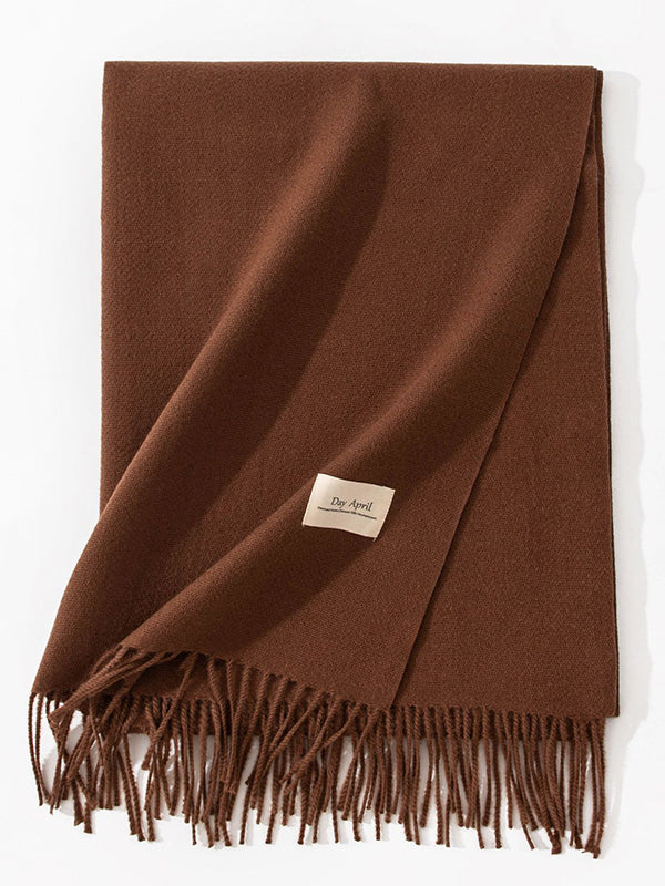 Keep Warm Solid Color Tasseled Shawl&Scarf