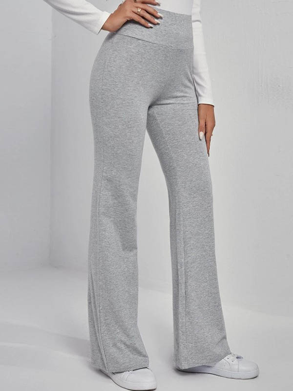 High Waisted Solid Color Pants Trousers