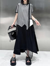 High Waisted Irregularity Asymmetric Drawstring Elasticity See-Through Solid Color Split-Joint Skirts