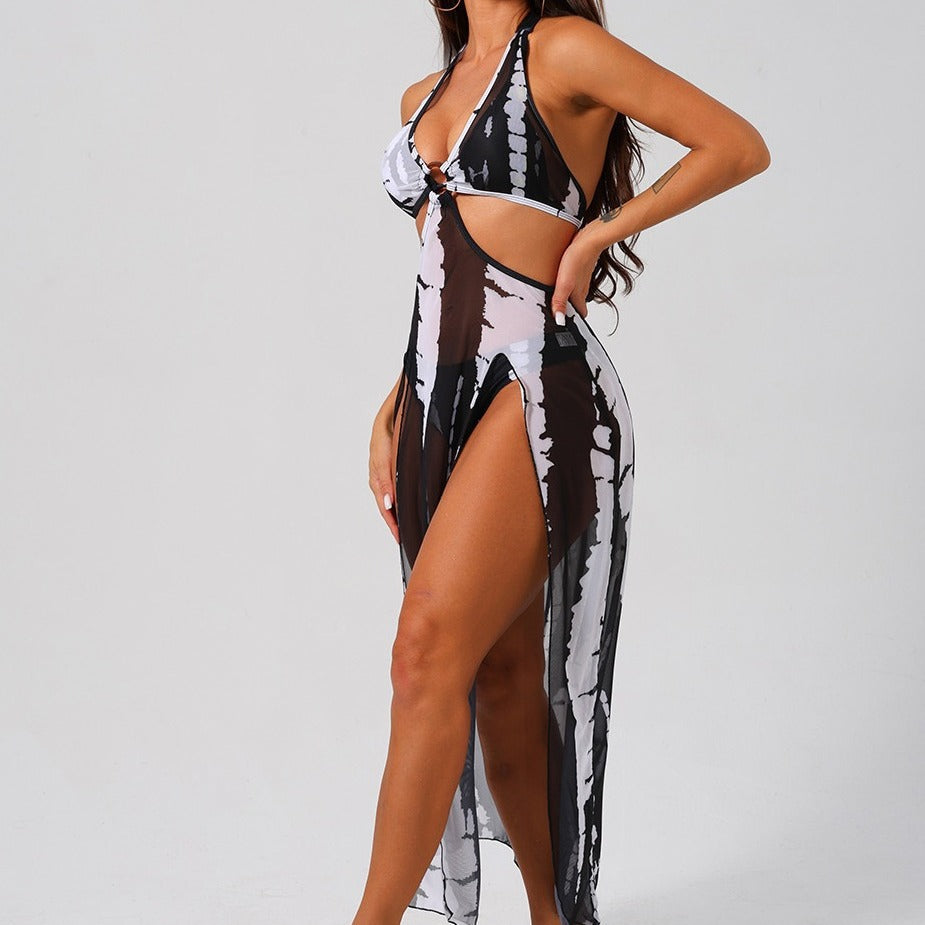 2025 new European and American three-piece sexy printed swimsuit swimsuit women's foreign trade wholesale cross-border delivery