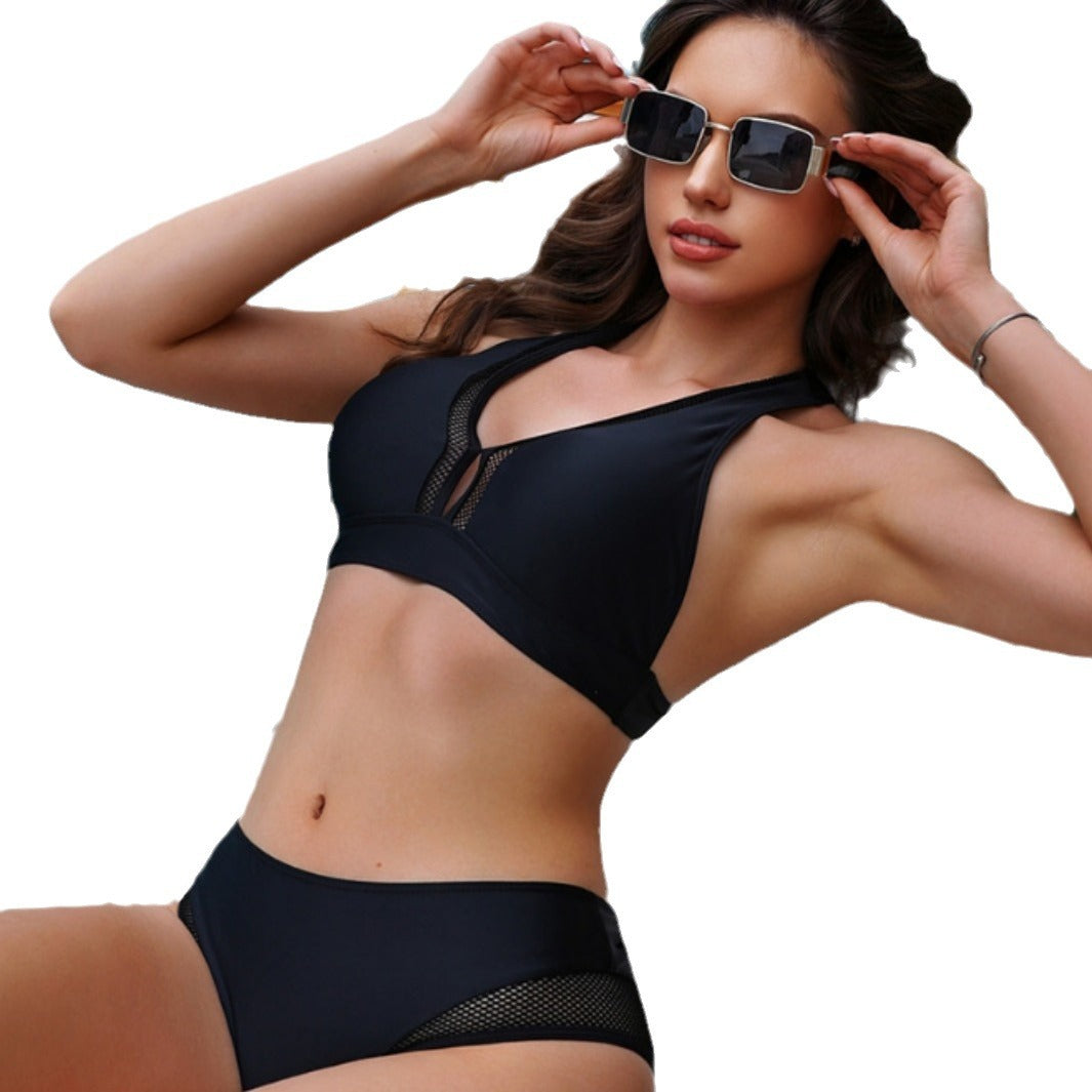 2024 new European and American split bikini sexy nylon swimsuit women's swimsuit wholesale cross-border foreign trade