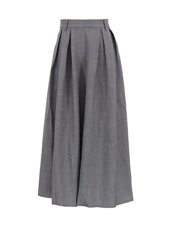 A-Line High Waisted No Belt Pleated Solid Color Skirts Bottoms