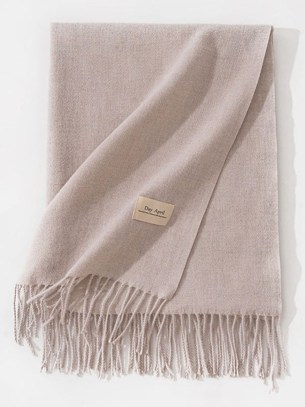 Keep Warm Solid Color Tasseled Shawl&Scarf