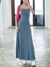 A-Line Skinny Solid Color Split-Joint Spaghetti-Neck Maxi Dresses