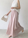 High Waisted Loose Elasticity Pleated Solid Color Culotte Pants