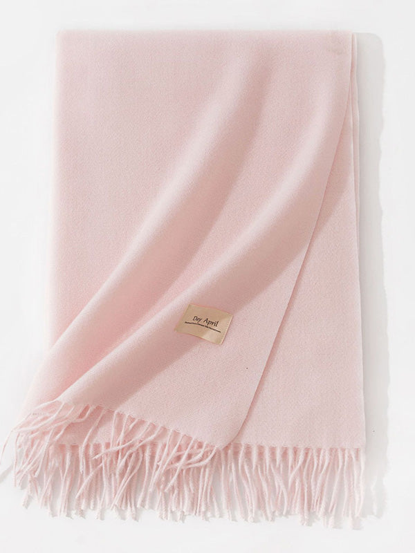 Keep Warm Solid Color Tasseled Shawl&Scarf