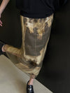 A-Line Gauze Printed Split-Joint Split-Side Skirts Bottoms