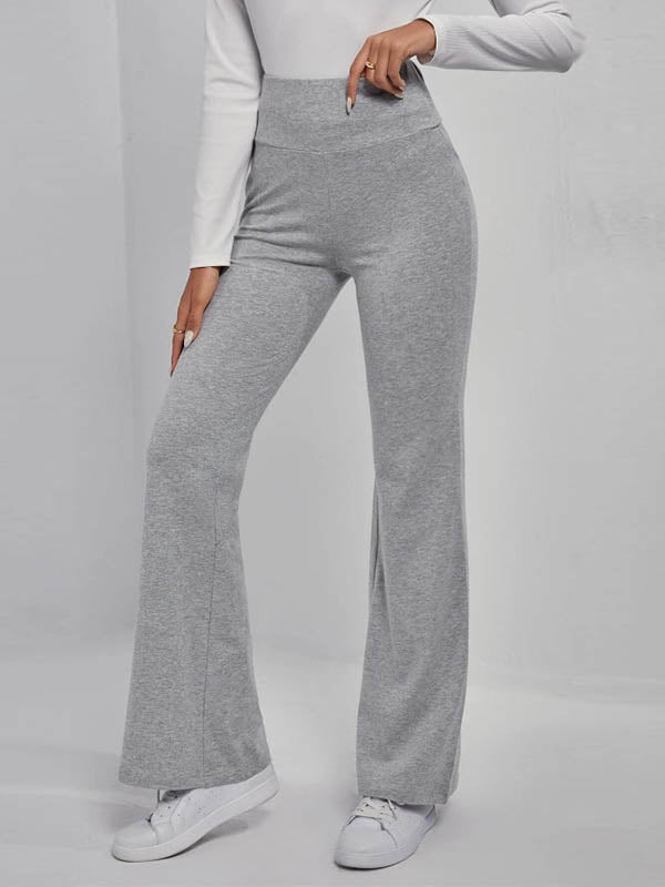 High Waisted Solid Color Pants Trousers