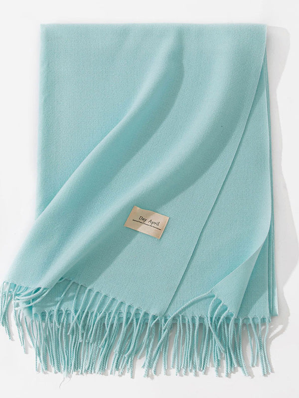 Keep Warm Solid Color Tasseled Shawl&Scarf