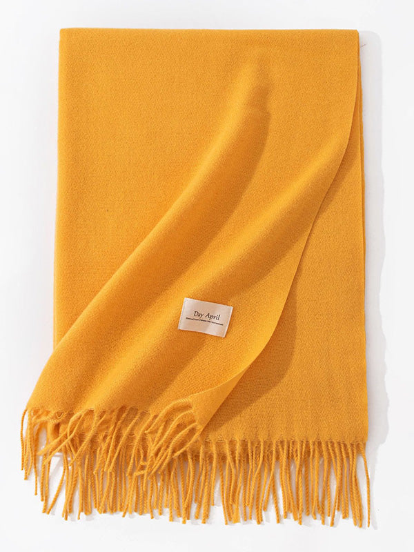 Keep Warm Solid Color Tasseled Shawl&Scarf