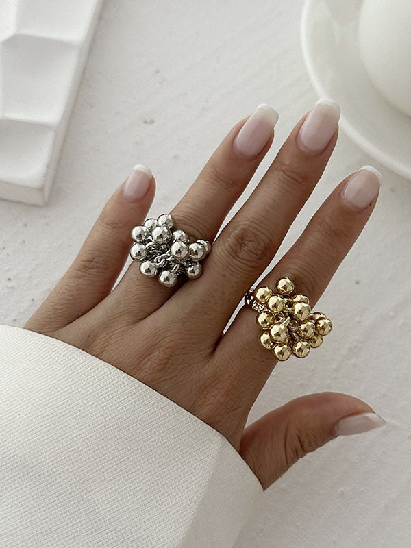 Beaded Geometric Solid Color Rings Accessories