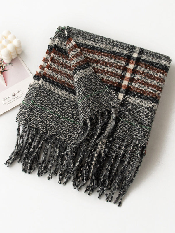 Keep Warm Plaid Tasseled Shawl&Scarf